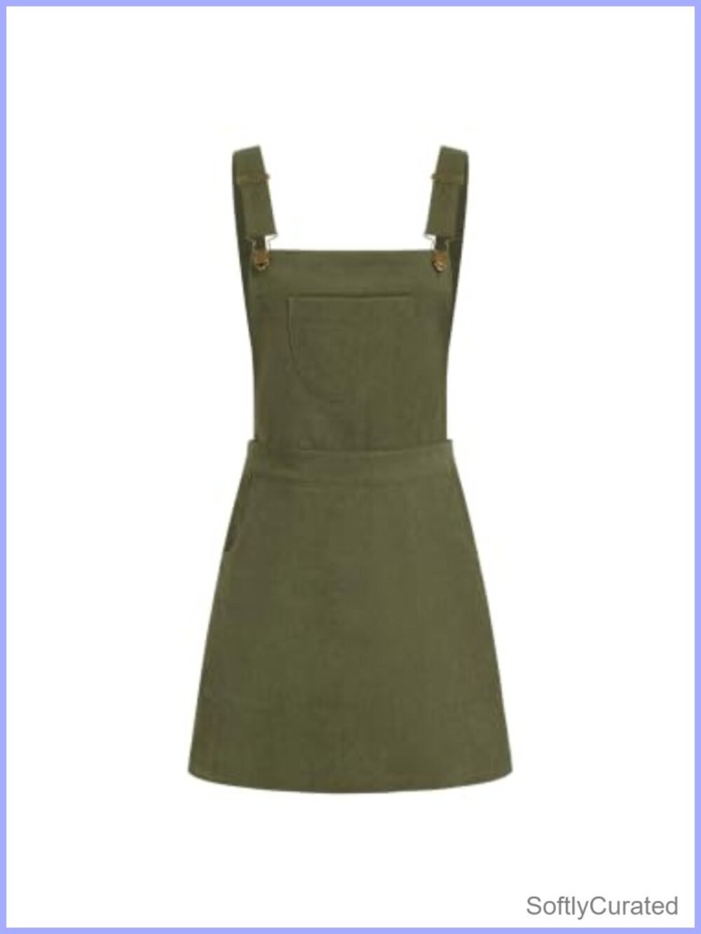 Corduroy Floral Overall Dress Mini Pinafore with Pockets